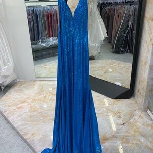 Stunning Blue Sequin Prom Gown